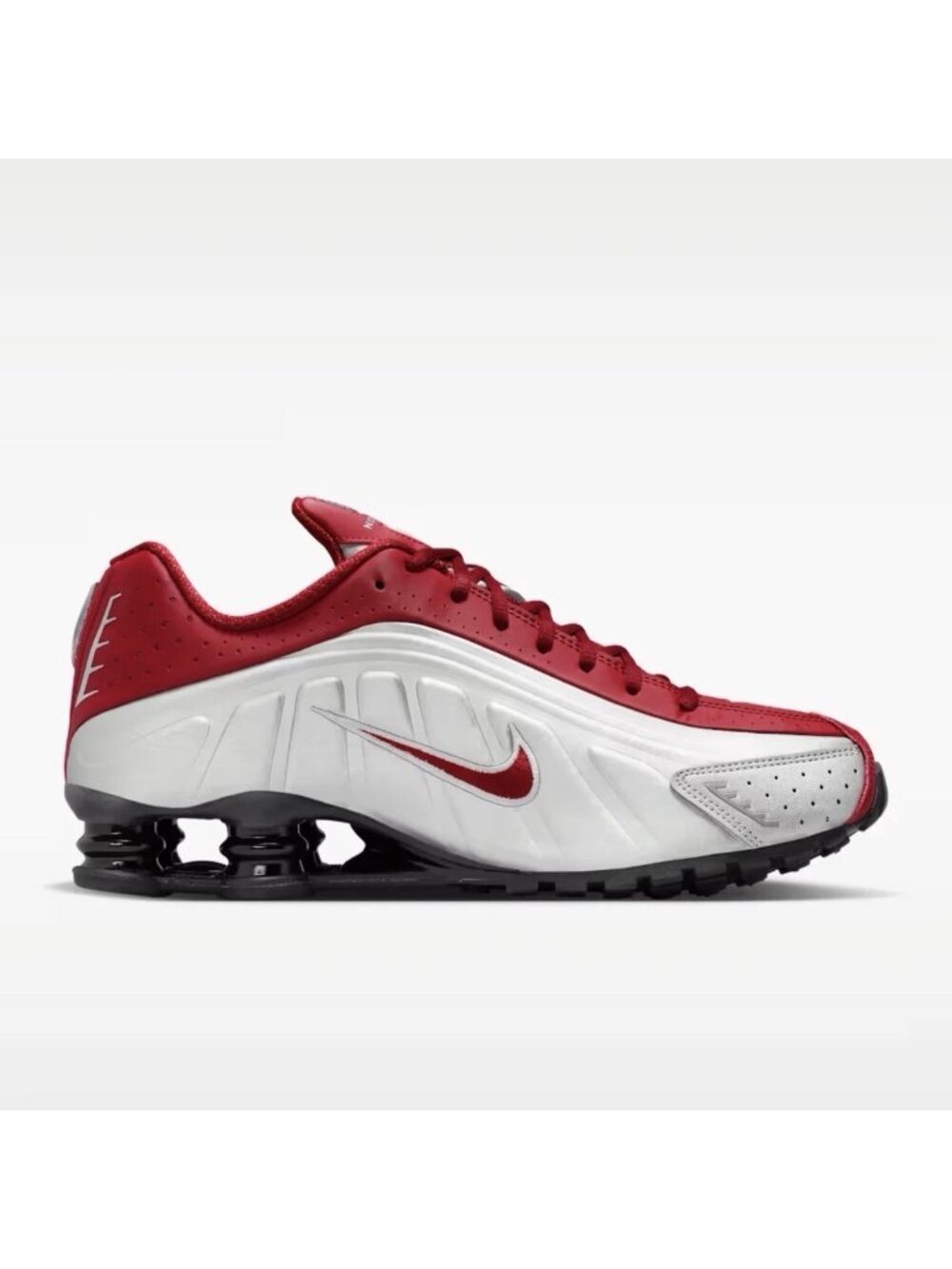 Nike Shox R4 Metallic Silver Team Crimson Black Shoes HQ1988-009 Men’s Sizes - Picture 2 of 5